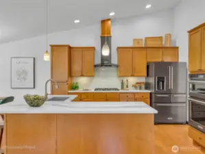 Counterspace and so many cabinets are a chef's delight