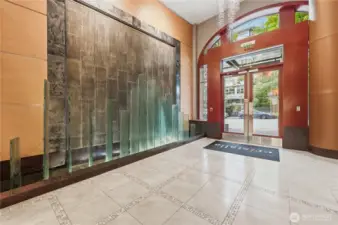 Stunning waterfall as you enter the main lobby of Cristalla.