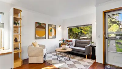 What’s that - crown molding? Yes indeed! The seller even planned ahead, leaving the base trim off so the next owner can easily add their own flooring over the softwoods if desired.