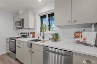 A lot of kitchen storage and counter space.