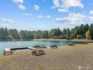 Dock, beach, picnic area, park
