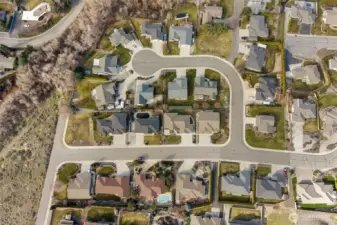 Aerial Photo of the home and the neighborhood.