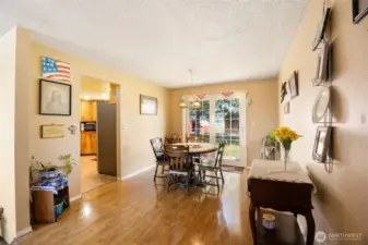 dining room with slider to patio