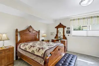 Main level primary suite, roomy with attached 3/4 bath and walk-in-closet
