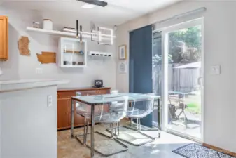 Breakfast nook opens to backyard