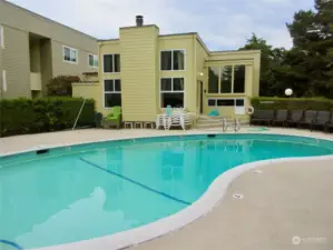 Nice sized outdoor pool is open seasonally and just outside the cabana.