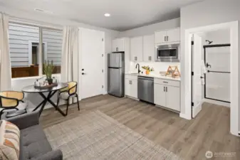 Image is from Falcon Floorplan, showcasing Casita Kitchenette. Layout in Hawk floorplan will vary. See Site Agent for Details.