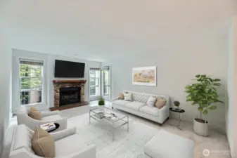 Virtually staged living room