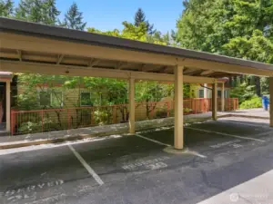 Covered parking space included with the unit