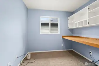 Built in shelves are great for office or school area!