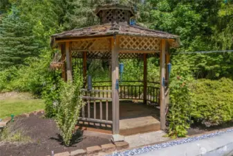 Enjoy the outdoors in this covered gazebo even on rainy days
