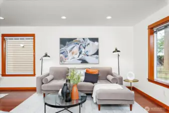 Bright living room with large windows
