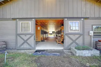entrance to your 10 stall barn with all the ammenities to keep your horses happy!