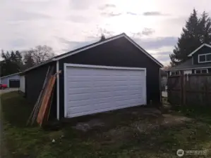 View of the garage from the alleyway
