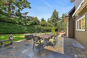 French Doors from Kitchen & Living Room to Slate Patio