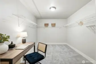 Huge walk in closet with plenty of room for work from home space or storage