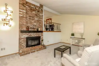 Cozy Fireplace & Custom Light fixture