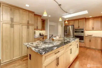 Custom cabinets and large pantry