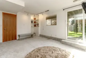 A mini fridge was in the corner