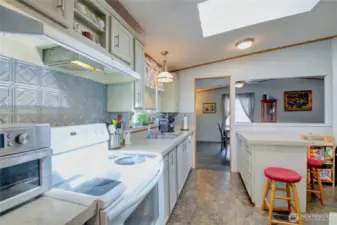 Kitchen is light and bright.