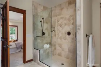 Large walk-in shower.