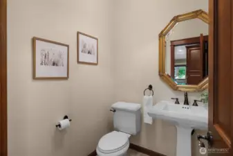 Half bath - with a chandelier, of course.