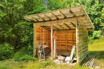Second woodshed offers even more space for wood storage.