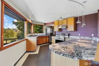Entry to Kitchen.  Beautiful marble countertops.