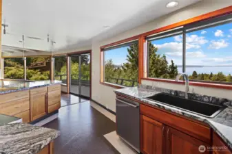 Kitchen view looking outside and also to living room.  Great area for entertaining.