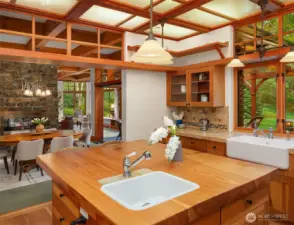 View from kitchen back through living areas …..connected yet separate.