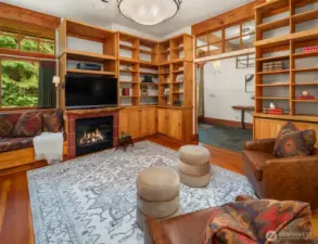 Cozy media/library room off the main hall