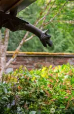 One of the friendly gargoyles attached to the roof