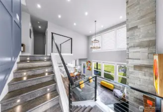Open stairway with custom lighting