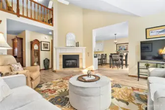 Living room is open to the dining & kitchen area
