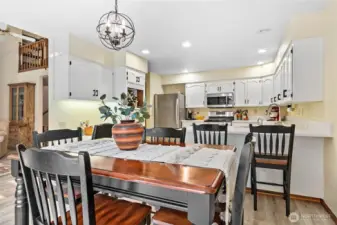 Great dining space opens up to the updated kitchen