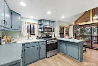 Freshly painted cabinets and new hardware