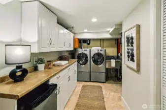 The laundry room also has wine storage and lots of additional storage space.