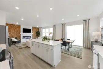 Great room design provides ample light in the living areas of your new home.  Picture for representational purposes only, colors and features may vary.