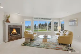 Living area with gas fireplace