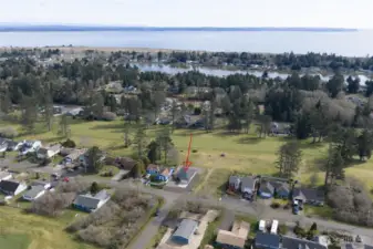 Looking east, between the house and the Bay is Duck Lake. Top left is the airport. Town is north, to the left of the picture. Jetty is south.
