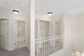 View to the full bath and laundry closet.