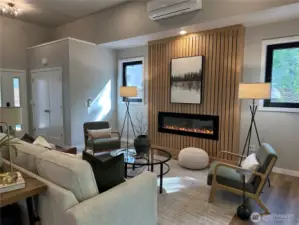 Custom Wood Plank Fireplace with 60" LED Fireplace