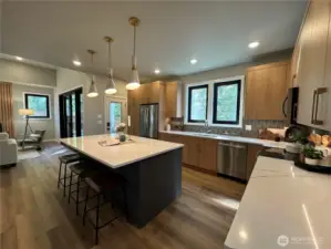 Large Kitchen with Massive Quartz Island