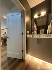 Main Floor Powder Room with Motion Activated Under Cabinet Lighting
