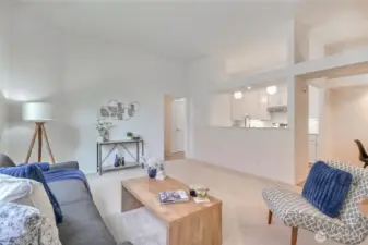 Living Area open concept high ceilings.