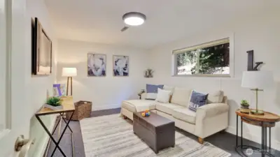 Simple and functional extra downstairs space!