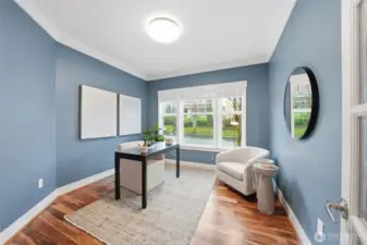 French doors open to the office/den on the main floor of the home.