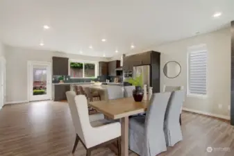 Easy flow from the kitchen to the dining space.