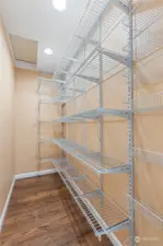 Walk in pantry conduit wired in walls, great spot for a data hub, smart home friendlly