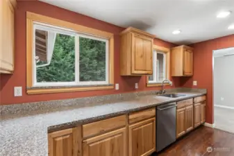 Beautiful wood faced cabinets in the kitchen